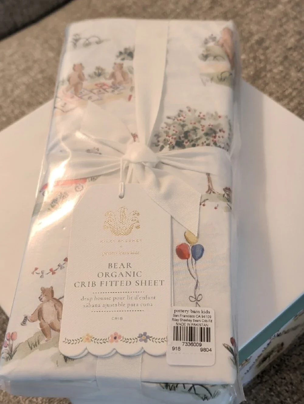 Riley Sheehey Menagerie in the Park Bears Organic Crib Sheet; Blanket & Rattle